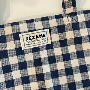 Sezane limited edition blue checkered tote nwot
